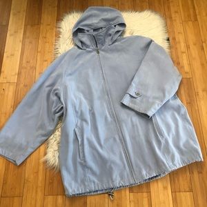 London Fog Faux Suede Soft Blue Detachable Hood Women Jacket, size 2X
